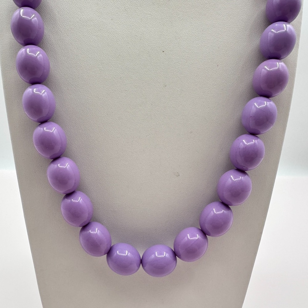 Vintage 90s Purple Beaded Chunky Necklace Retro Boho Women's Jewelry
